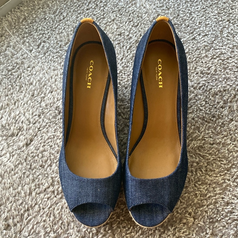 Coach denim wedges. Women’s size 8.